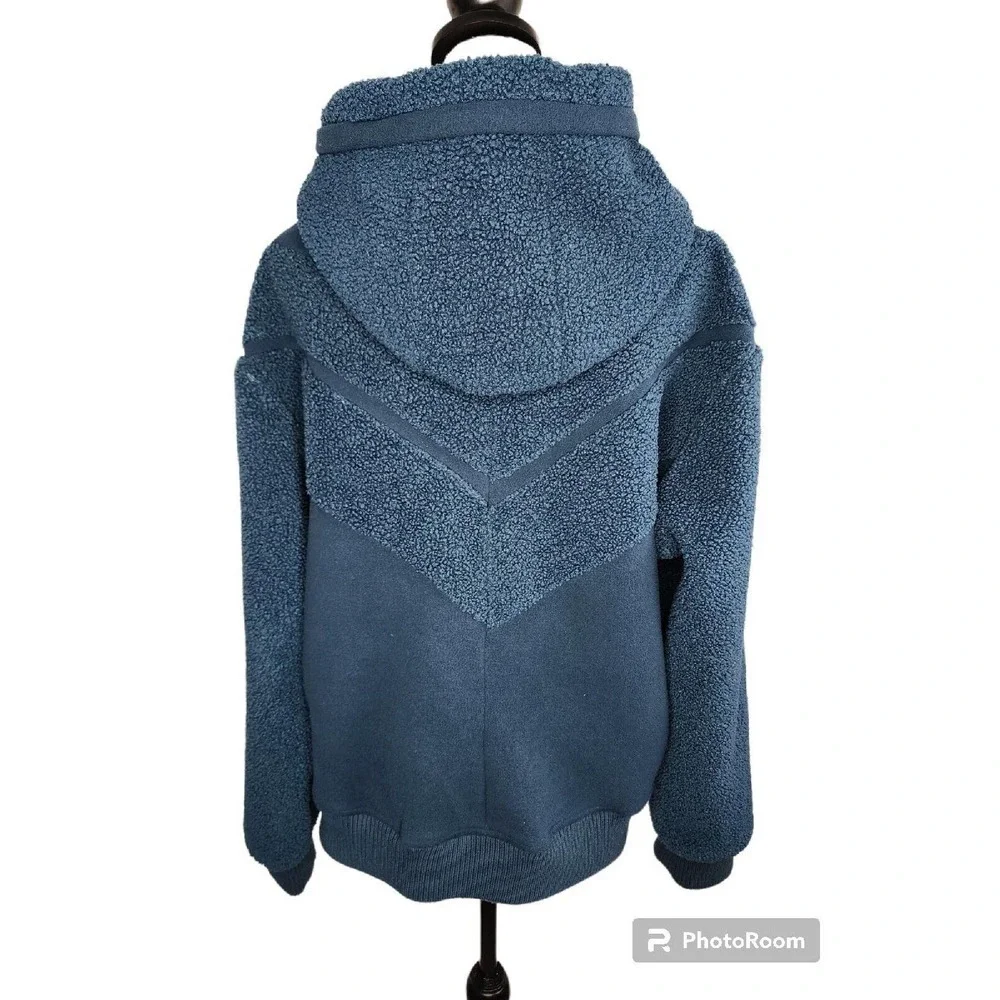 Koolaburra By UGG Sherpa Fleece Coat Navy Full Zip Cozy Soft Warm Size L - Picture 5 of 12